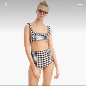 J. CREW Gingham two piece high waisted swim suit sz s/m